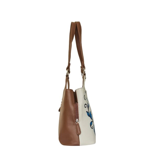 Genuine Leather Printed Shoulder Tote Bag for Women–Top Handle Handbag Daily Use - Picture 8 of 9